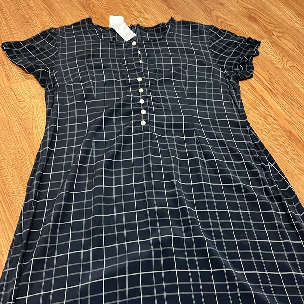 LAURA ASHLEY Maxi Dress Cottagecore Pilgrim Vintage Black gray Checkered Size 10 - Picture 2 of 12